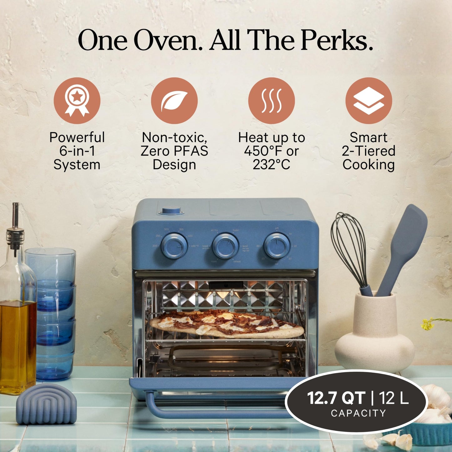 32QT Air Fryer Oven 8-in-1 Touch Control Steam Infusion