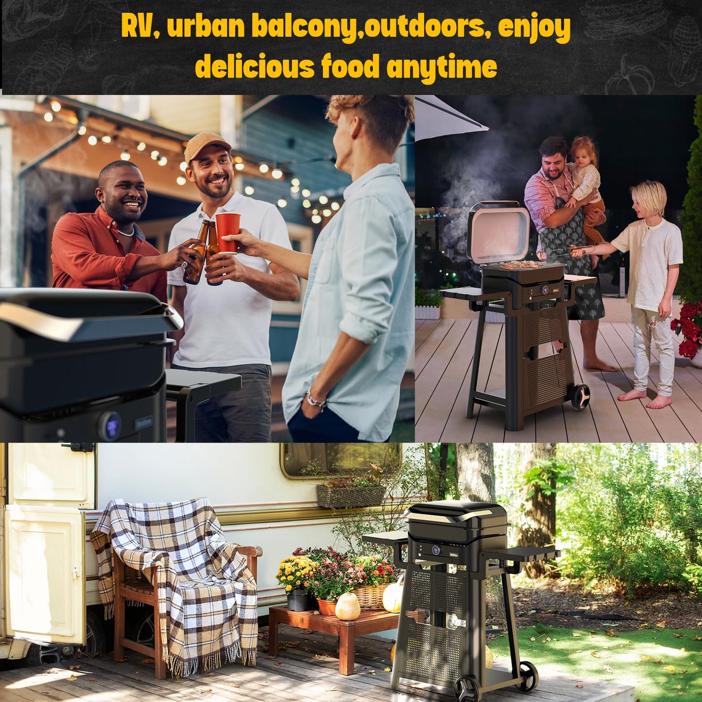 Electric Grill 1500W Smokeless Indoor Outdoor Meat Probe