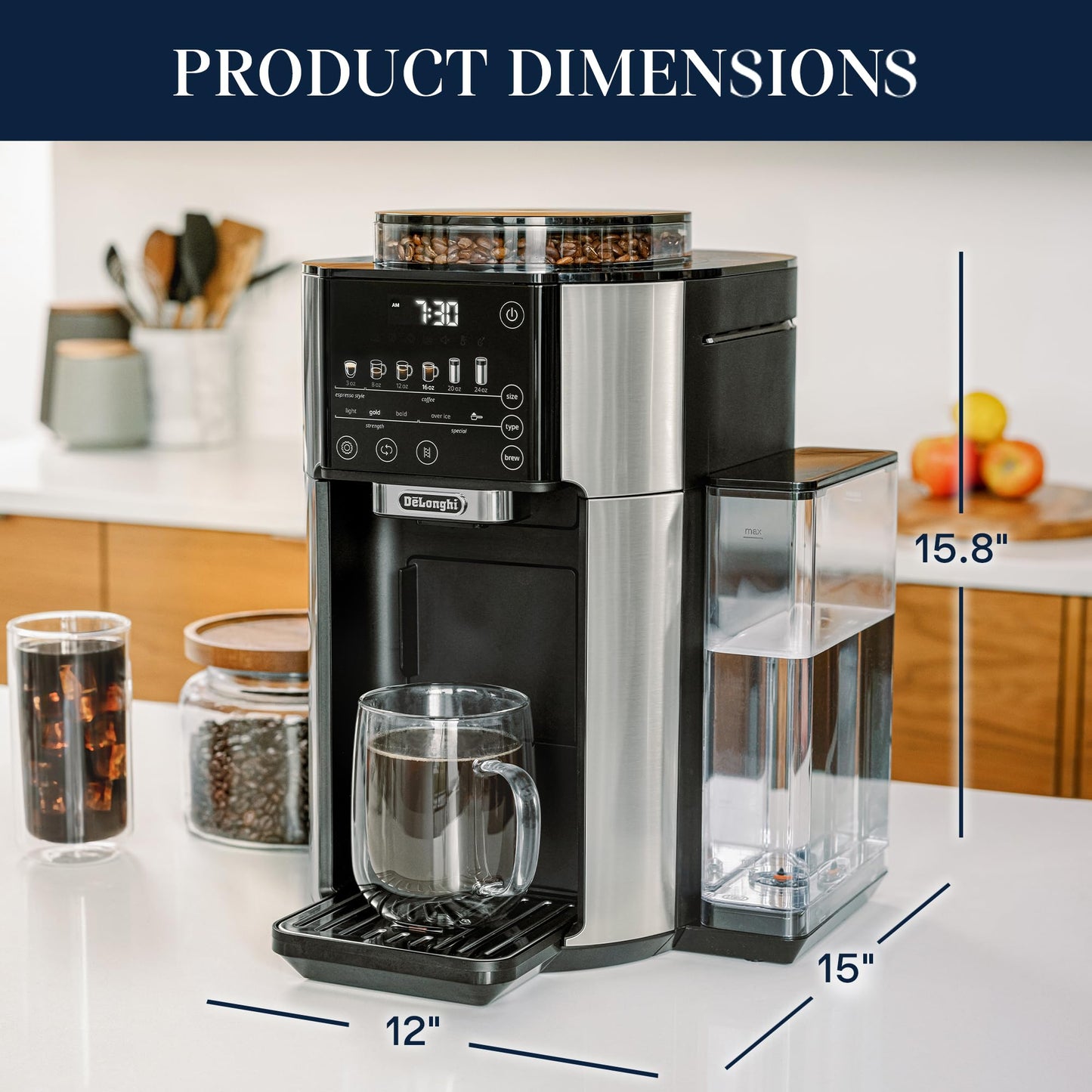 Automatic Coffee Maker Built-In Grinder Single Serve Iced Coffee Carafe