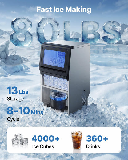Commercial Ice Maker Stainless Steel Self Clean LED