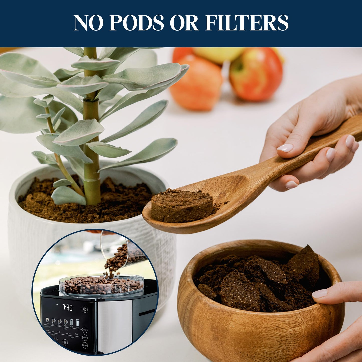 Automatic Coffee Maker Built-In Grinder Single Serve Iced Coffee Carafe