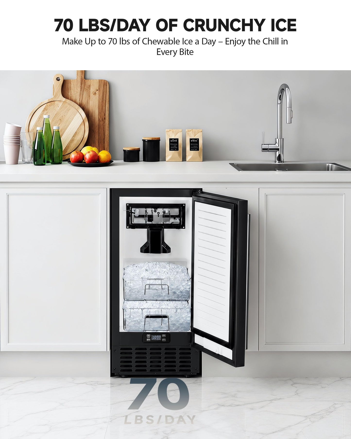 Countertop Bullet Ice Maker with Handle and Tank