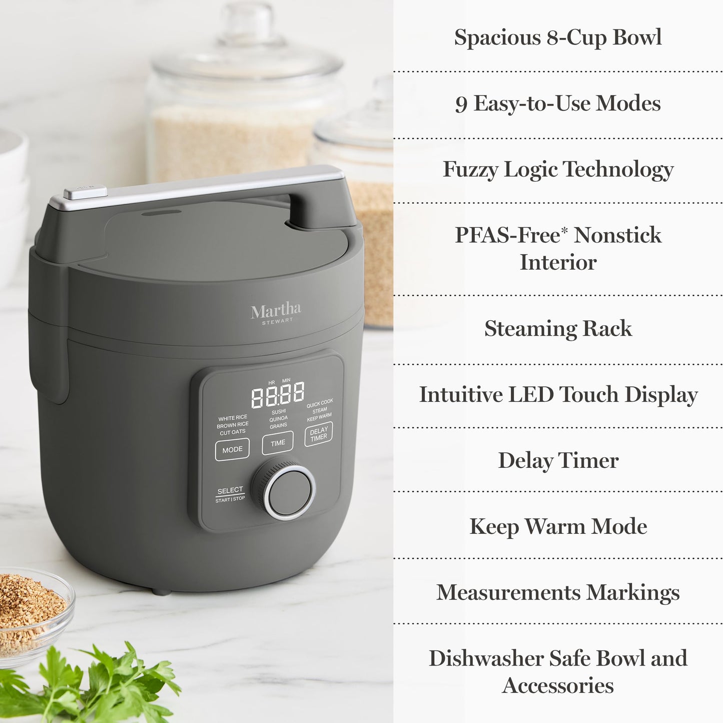 Rice Cooker 4 Cup Ceramic Nonstick Keep Warm Steam Basket Quick Cook