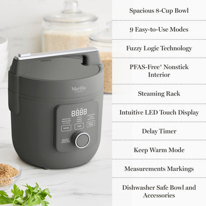 Rice Cooker 4 Cup Ceramic Nonstick Keep Warm Steam Basket Quick Cook