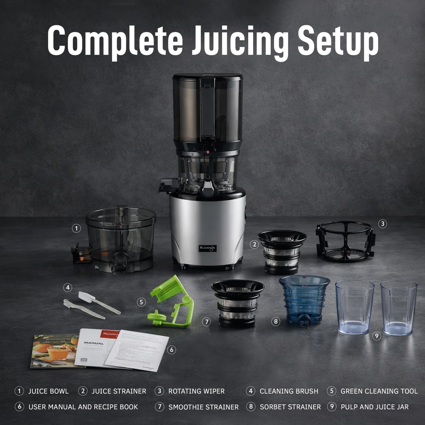Cold Press Juicer Hands-Free Masticating Quiet Electric Machine