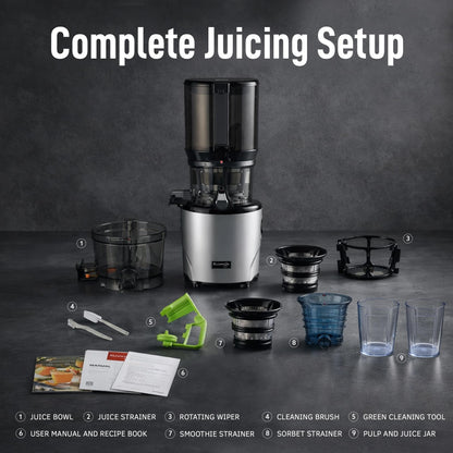 Cold Press Juicer Hands-Free Masticating Quiet Electric Machine