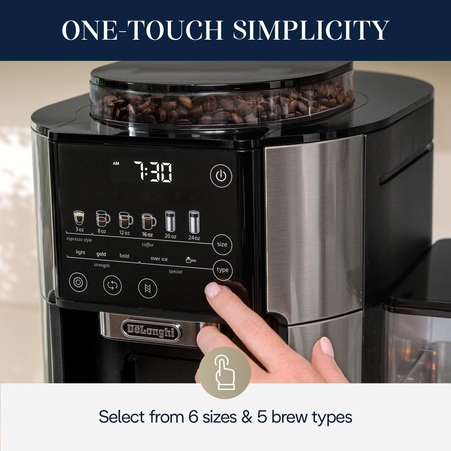 Automatic Coffee Maker Built-In Grinder Single Serve Iced Coffee Carafe