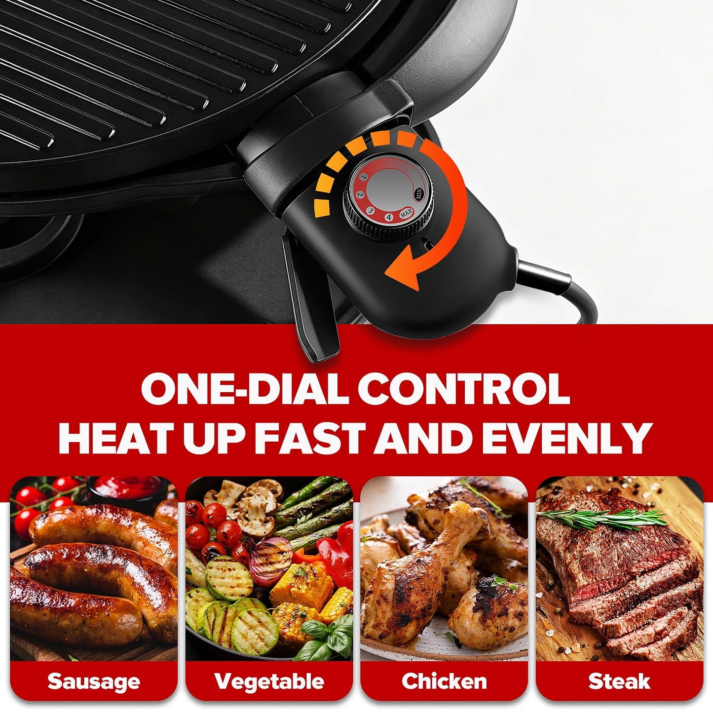 2-in-1 Electric Grill Portable Indoor Outdoor Removable Stand Nonstick